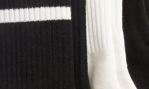 High Heel Jungle 3-pack Varsity Grip Crew Socks In Black/ Black/ White