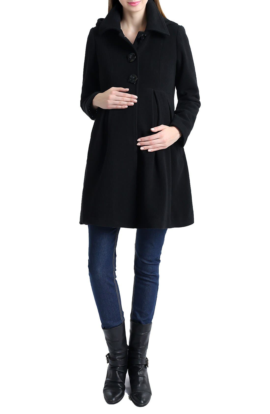 Kimi and Kai Faye Hooded Wool Blend Maternity Peacoat Nordstrom