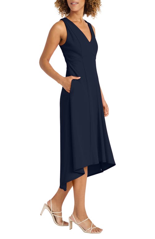 Shop Maggy London Open Back High-low Midi Dress In Twilight Navy