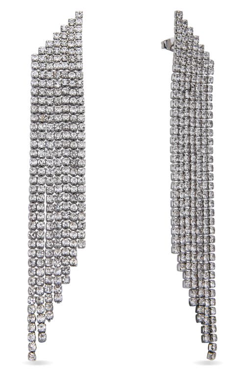 Eye Candy Los Angeles Camille Crystal Fringe Drop Earrings In Silver