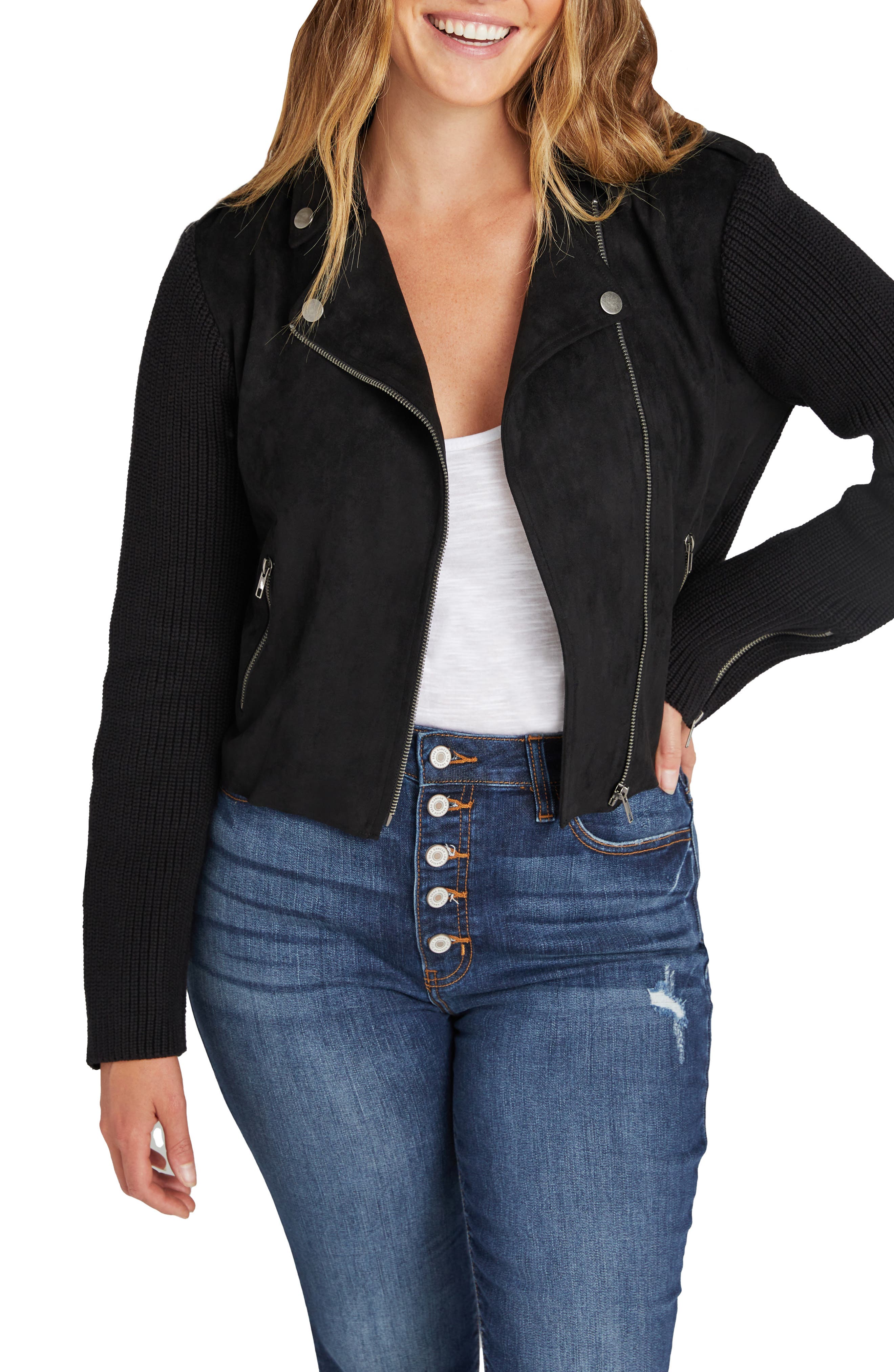 suede jacket black womens