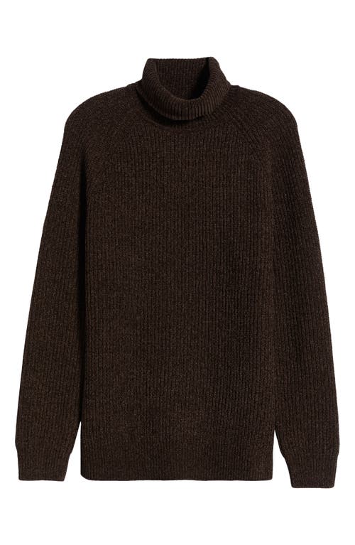 Shop Open Edit Chenille Turtleneck Sweater In Brown Bean