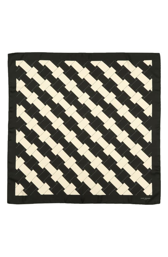Shop Kurt Geiger Basket Weave Large Silk Scarf In Black
