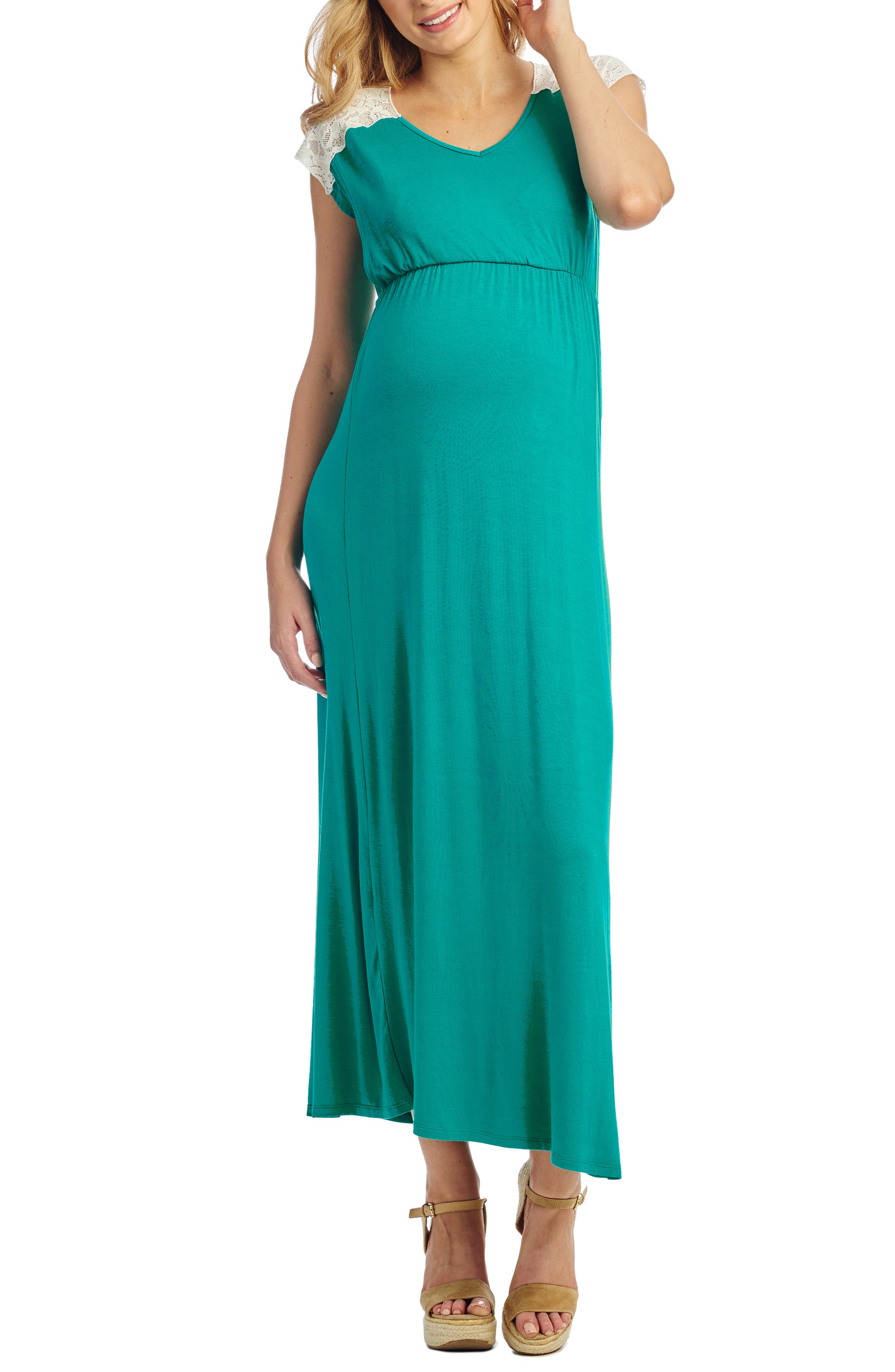 Everly Grey Margaret Maternity/nursing Maxi Dress, Green