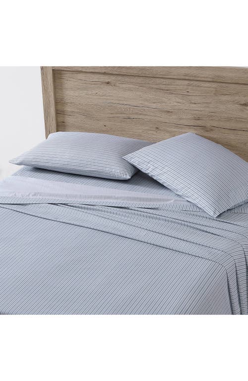 Eddie Bauer Ticking Stripe 200 Thread Count 100% Cotton Percale Sheet Set In Navy