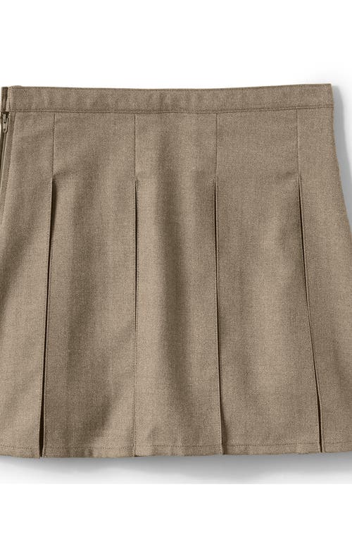 Shop Lands' End School Uniform Girls Solid Box Pleat Skirt Top Of Knee In Khaki