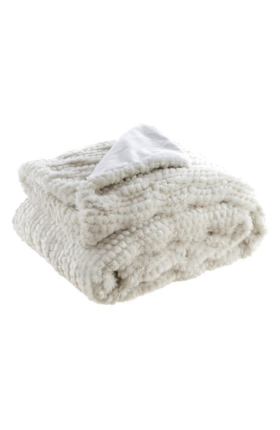Shop Inspired Home Faux Fur Throw Blanket In Ivory