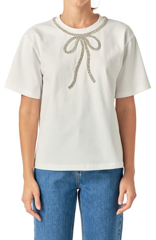 English Factory Embellished Bow Top In White