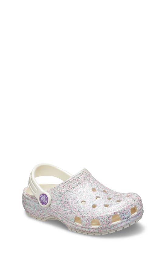 Crocs Kids' Classic Glitter Clog Sandal In Oyster