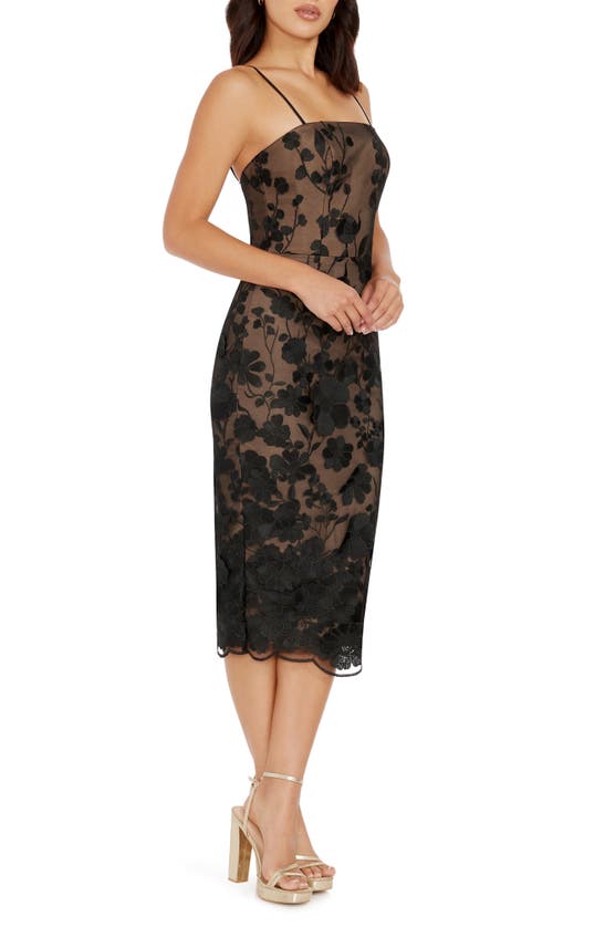 Shop Dress The Population Josselyn Floral Embroidered Sleeveless Dress In Black