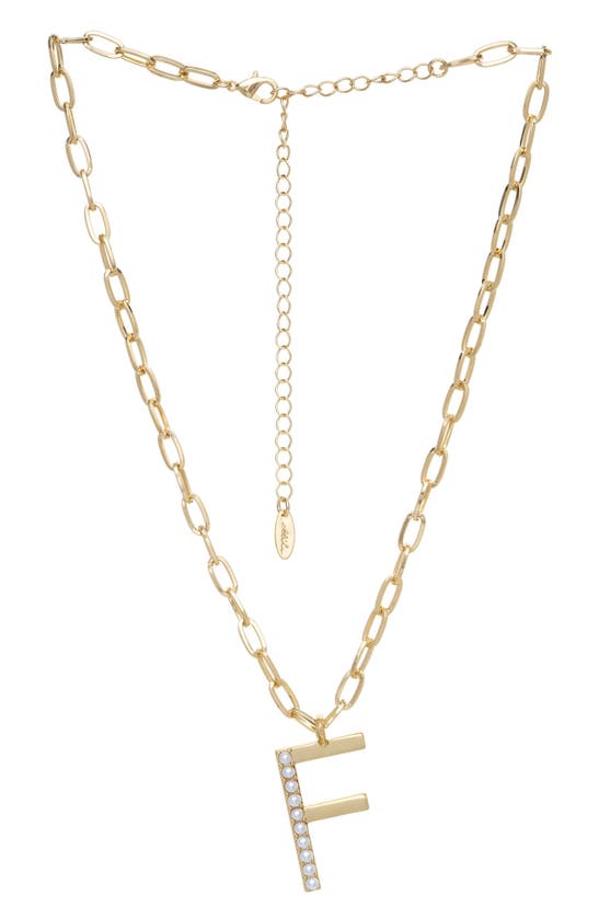 Ettika Imitation Pearl Initial Pendant Necklace In Gold- F