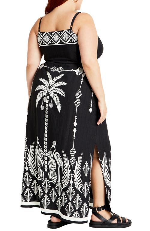 City Chic Jez Border Print Maxi Sundress In Empress Border