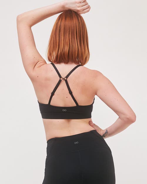 Rebody Active Uplift V Neck Sports Bralette In Metropolis Black
