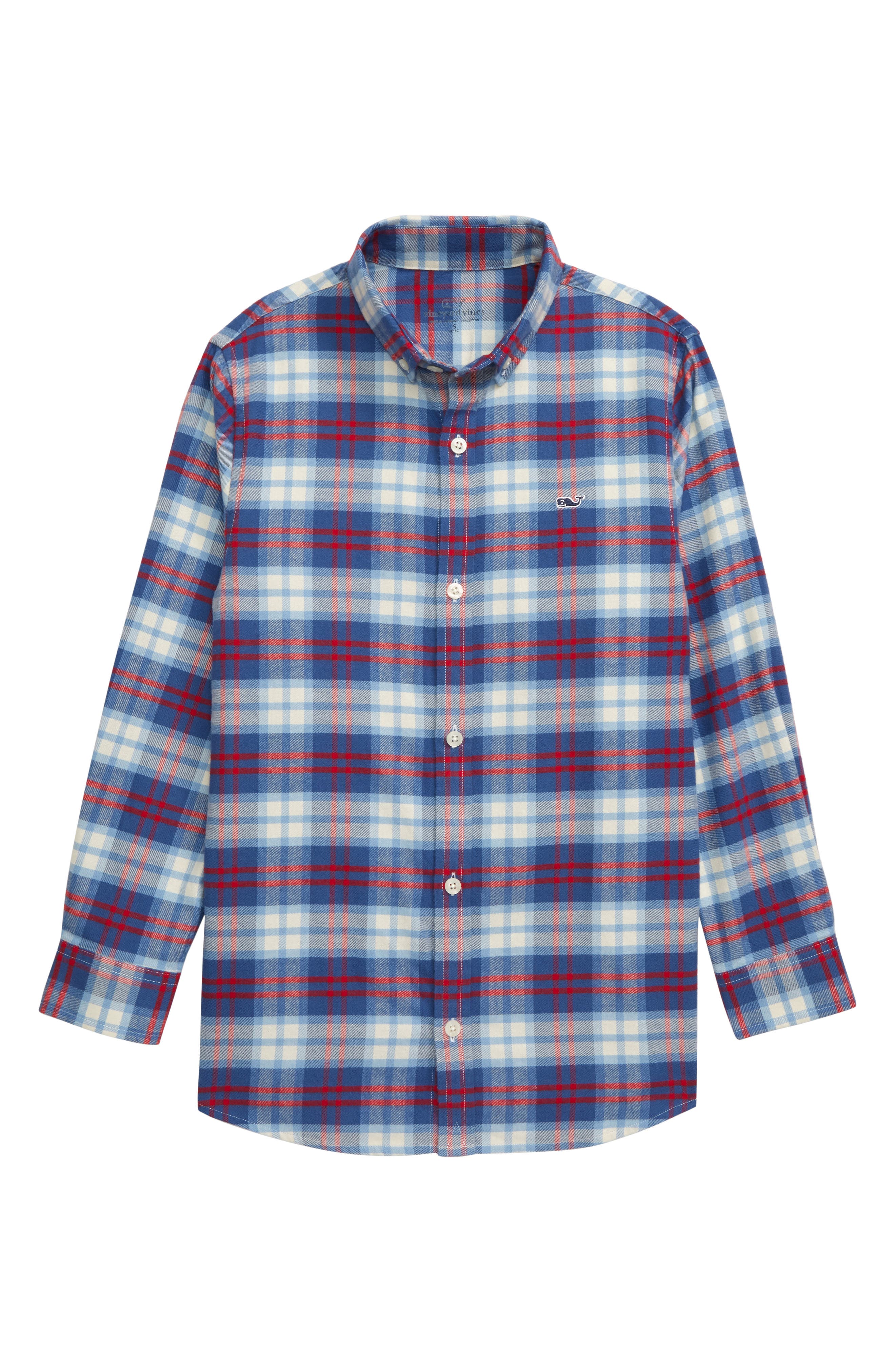 vineyard vines Classic Plaid Flannel Whale Shirt (Big Boy) Nordstrom