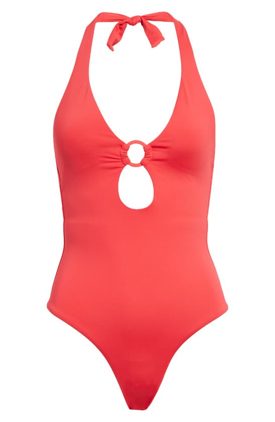 Sea Level Keyhole Halter One-piece Swimsuit In Red