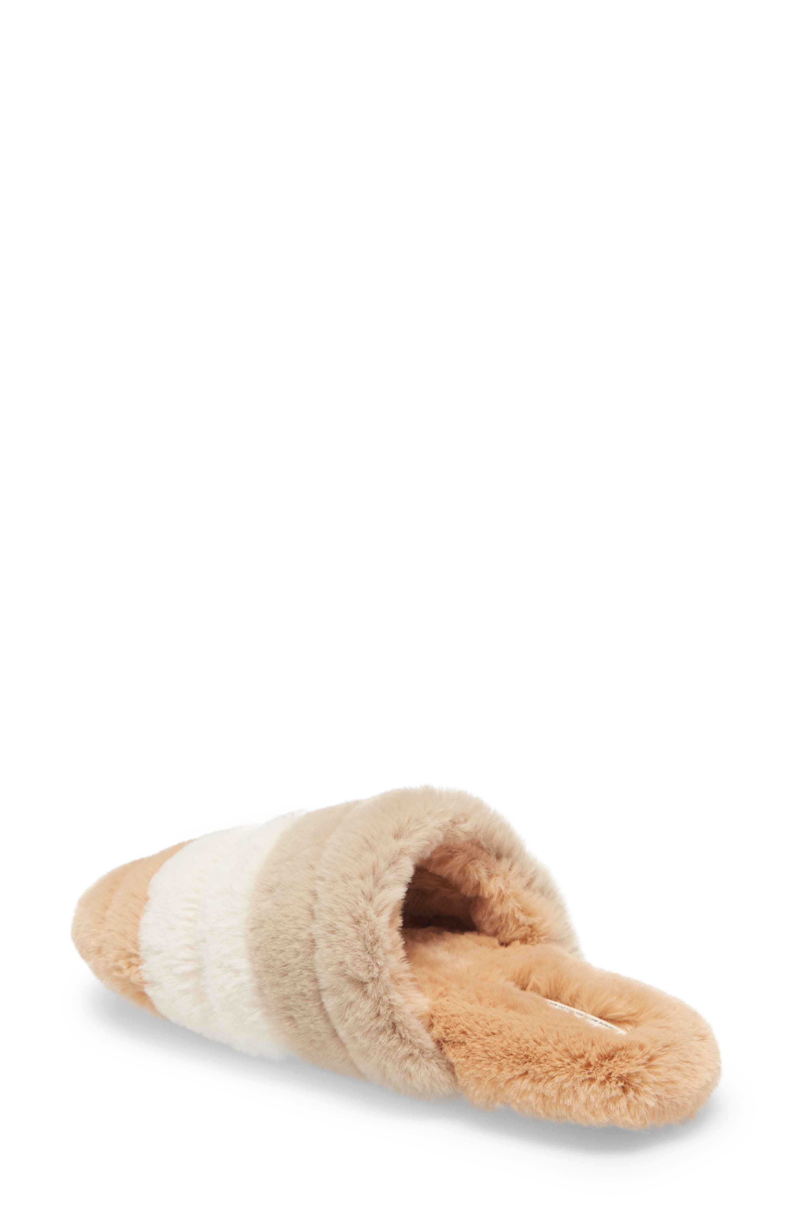 quilted scuff slippers in leopard recycled faux fur