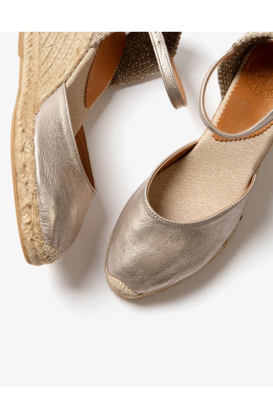 Shop Penelope Chilvers Metallic Espadrille Wedge In Pewter