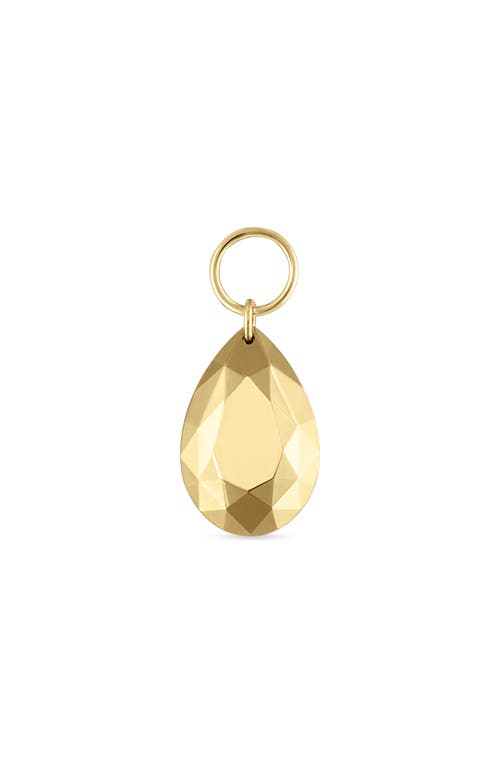 Faceted Pear Charm Pendant in Yellow Gold