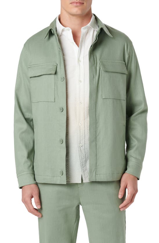 Bugatchi Linen & Cotton Button-up Shirt Jacket In Khaki