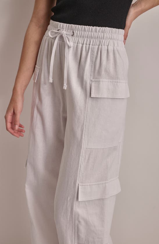 Shop Dkny Linen Blend Drawstring Cargo Pants In White