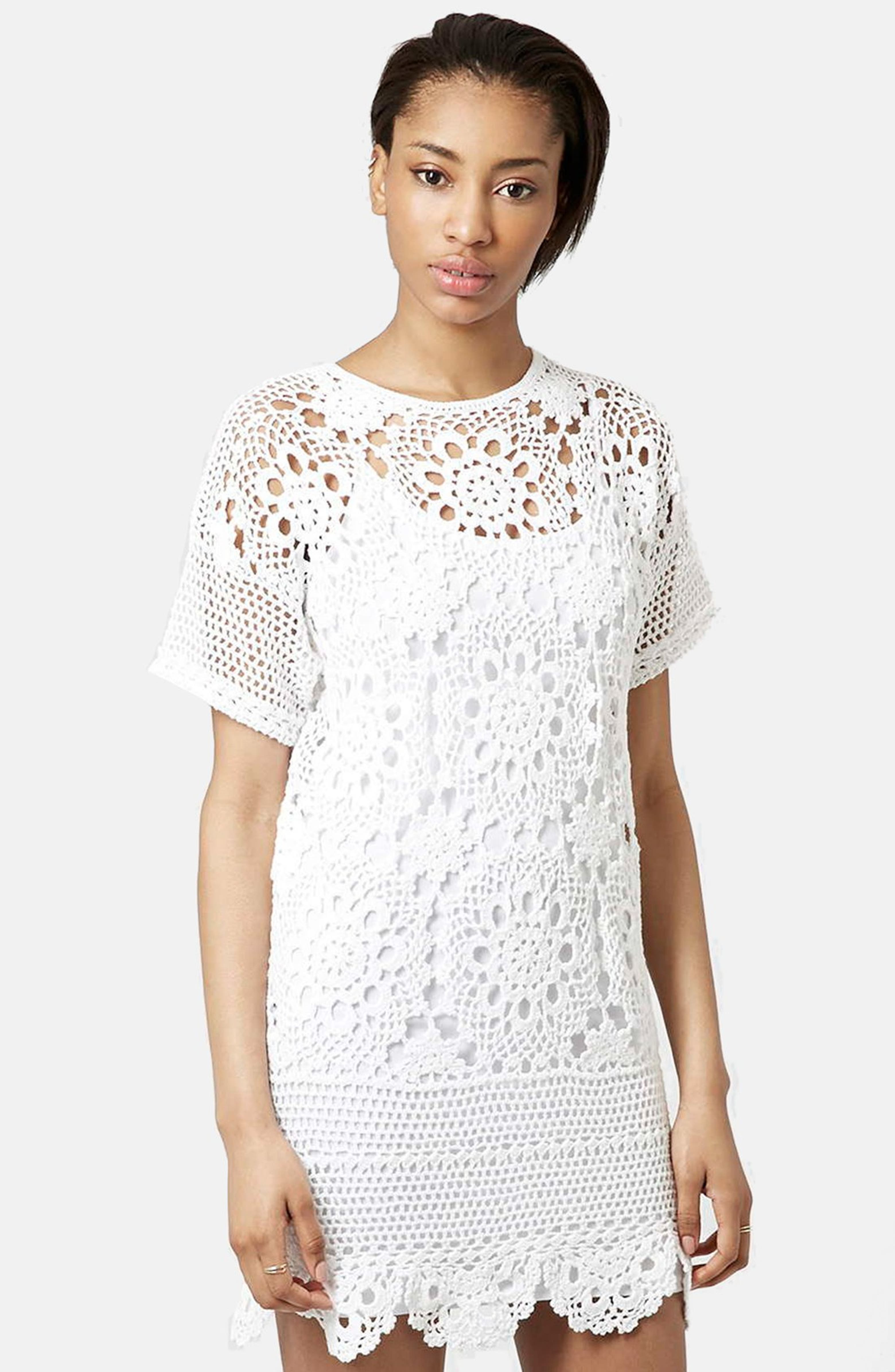 Topshop Short Sleeve Crochet Dress | Nordstrom