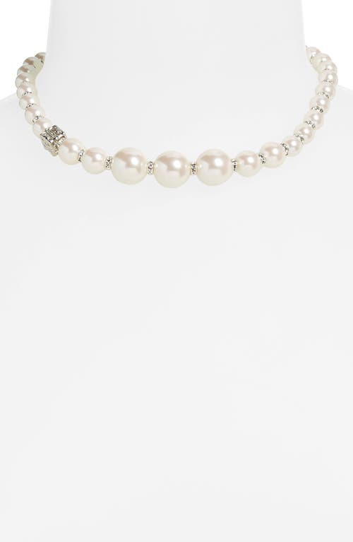 Givenchy Imitation Pearl & Crystal Necklace In Off White/silver
