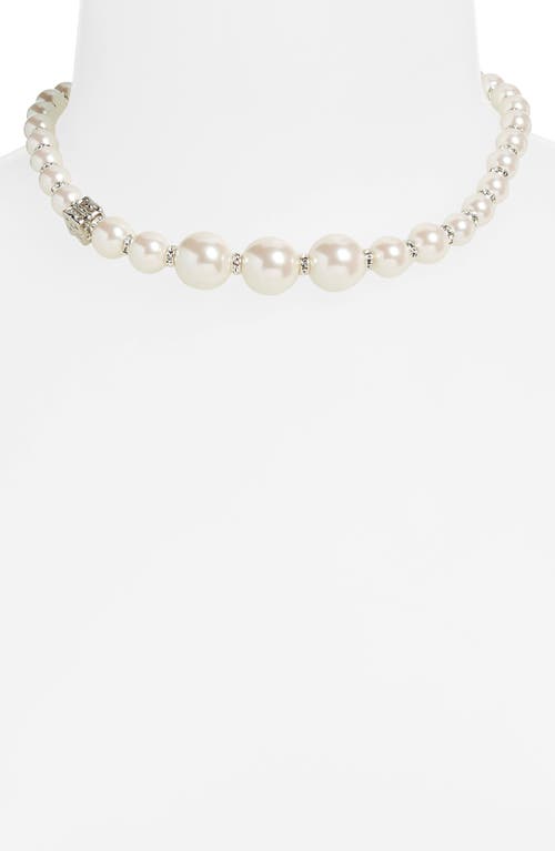 Shop Givenchy Imitation Pearl & Crystal Necklace In Off White/silver