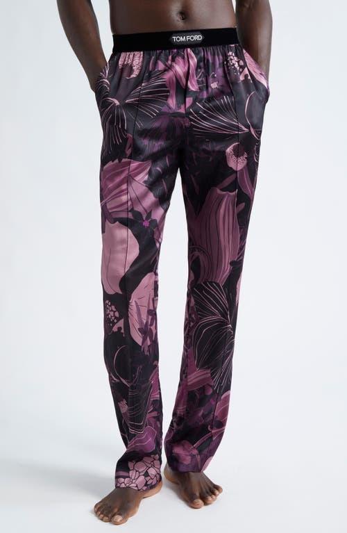 Shop Tom Ford Orchid Print Stretch Silk Pajama Pants In Rosa Scuro Fantasia