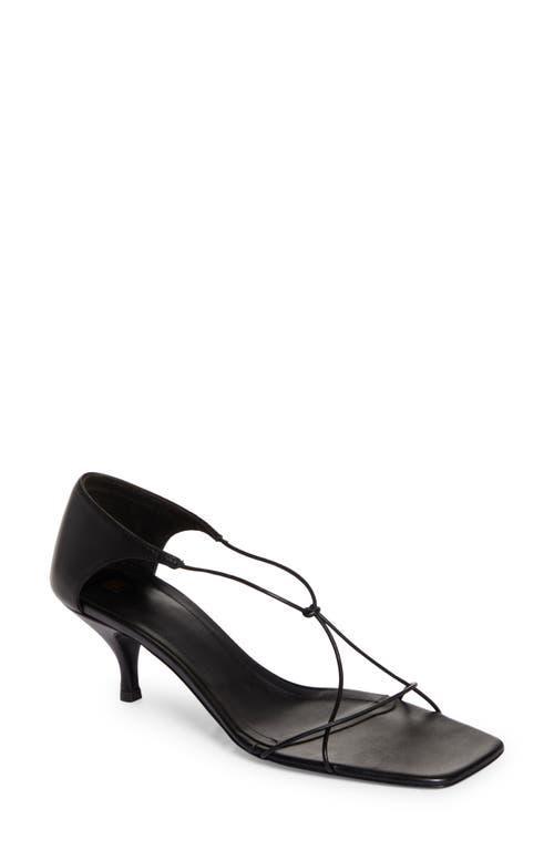 TOTEME The Leather Knot Kitten Heel Sandal Black at Nordstrom,