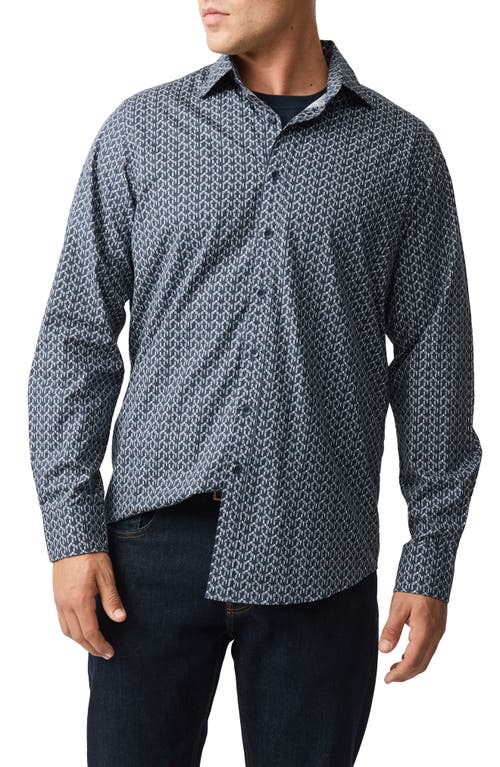 Rodd & Gunn Hastings Geometric Print Button-Up Shirt in Navy 