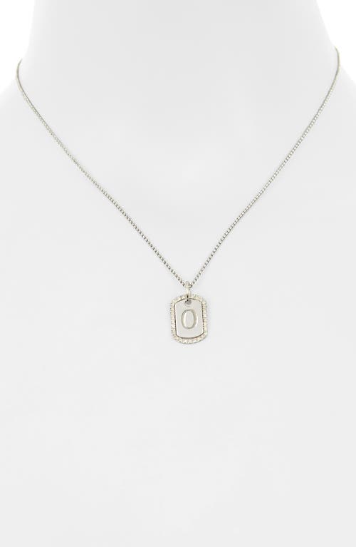 Meshmerise Diamond Initial Dog Tag Pendant Necklace In White-o