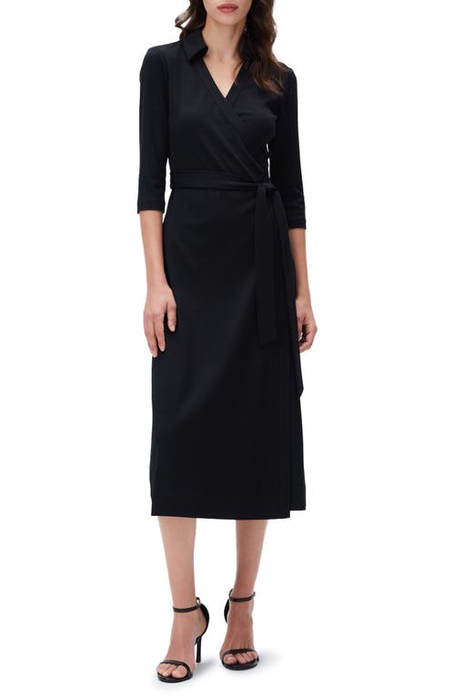 Diane von Furstenberg Abigail Midi Wrap Dress Black at Nordstrom,