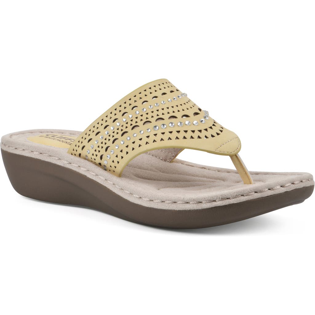 Shop Cliffs By White Mountain Candyce Wedge Sandal In Yellow/nubuck