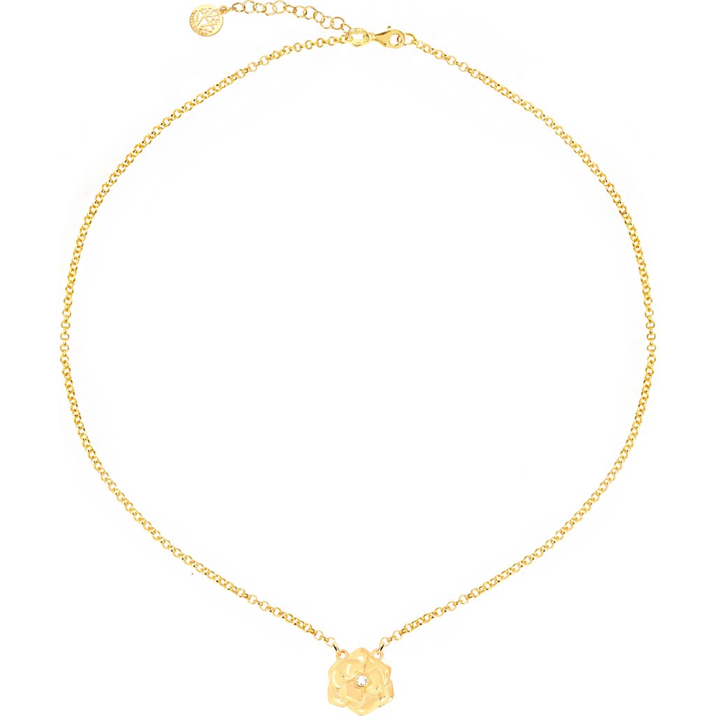 Gabi Rielle Rosebud Cz Pendant Necklace In Gold