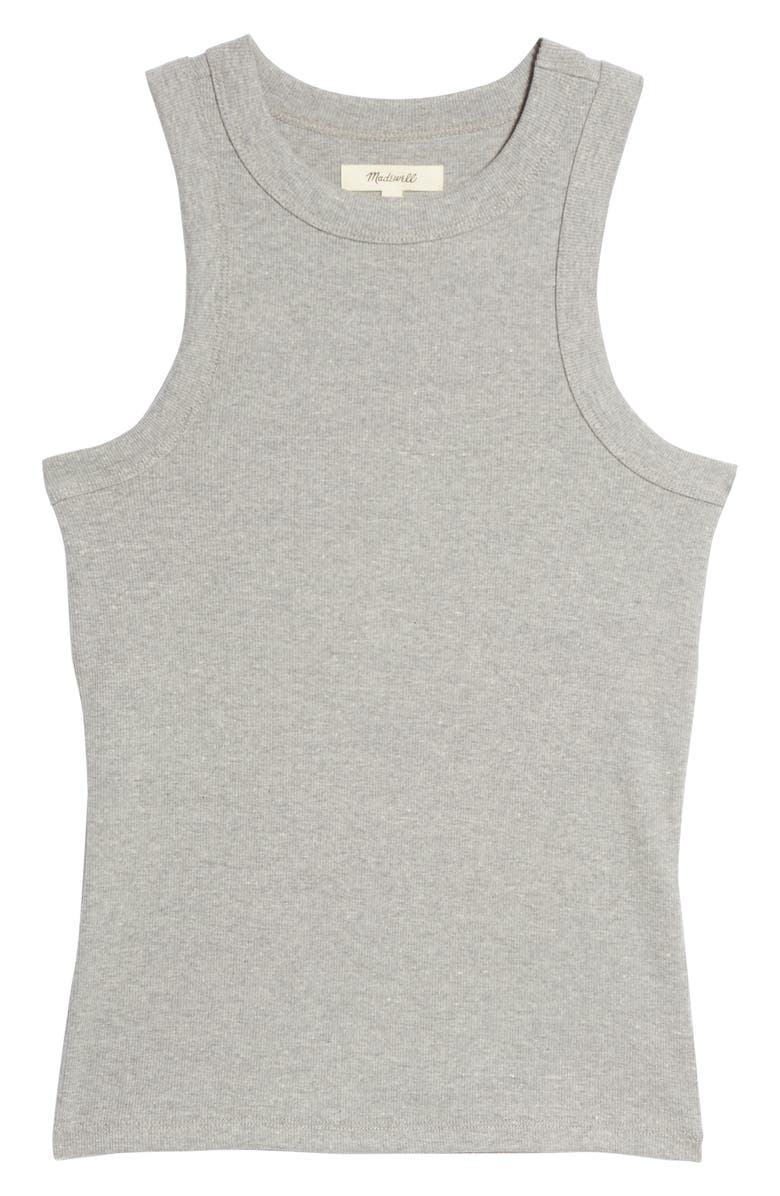 Madewell Heathered Brightside Tank Top, Alternate, color, Heather Graphite