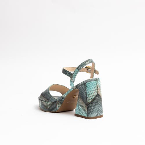 Shop Cecelia New York Bernice Snake Embossed Platform Sandal In Olive Snake