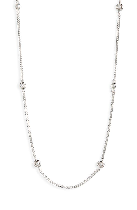 Shop Miranda Frye Amy Cubic Zirconia Station Chain Necklace In Silver