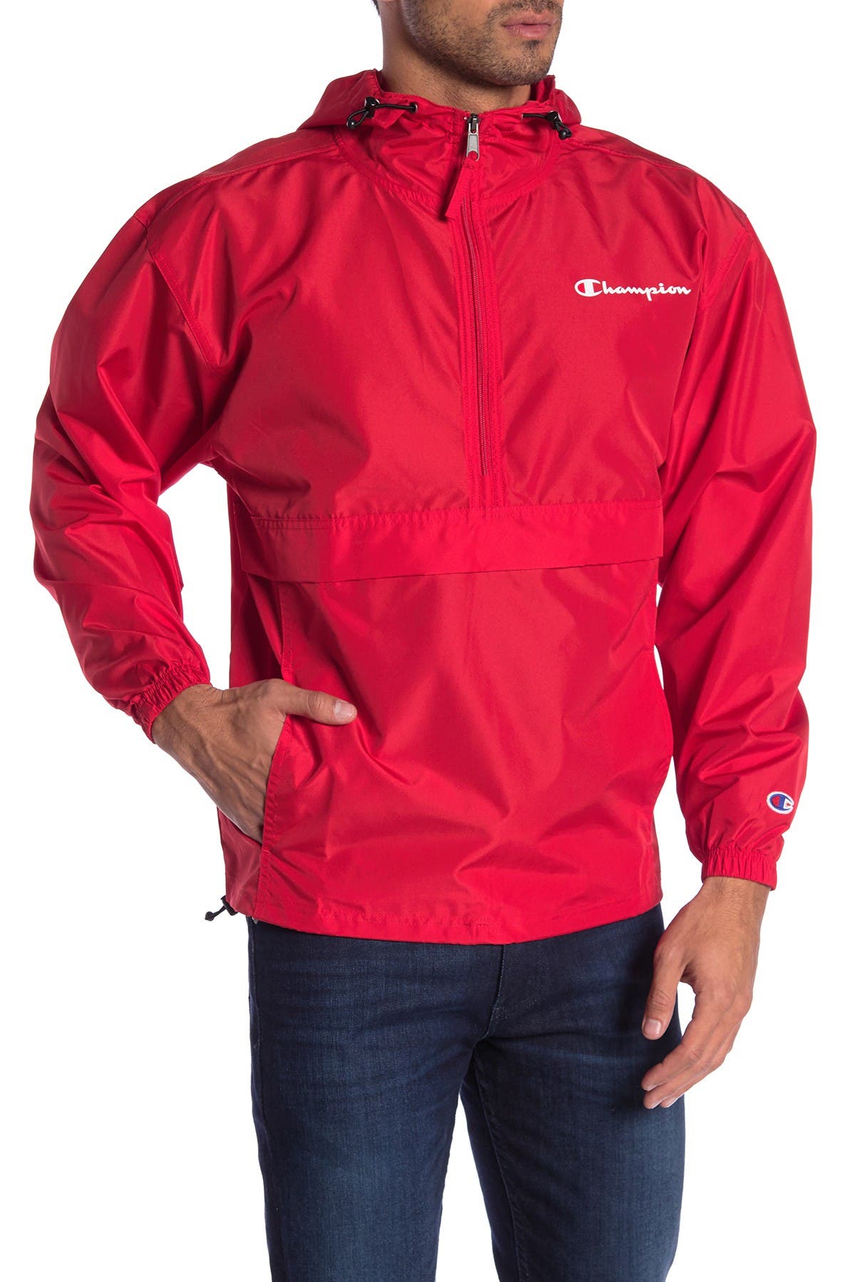 champion windbreaker red