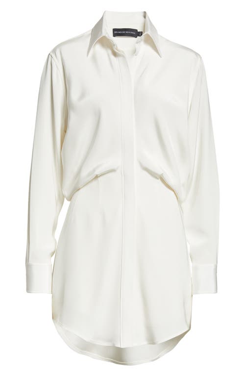 Brandon Maxwell The Vera Silk Crepe Mini Shirtdress in White