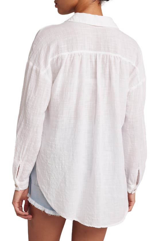 Shop Bella Dahl Flowy Cotton Blend Button-up Shirt In White