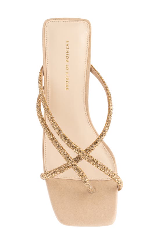 Fashion To Figure Nikita Pavé Crystal Slide Sandal In Nude