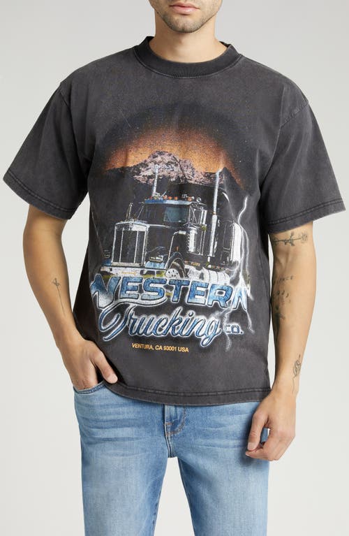 Western Trucking Graphic T-Shirt in Vintage Black