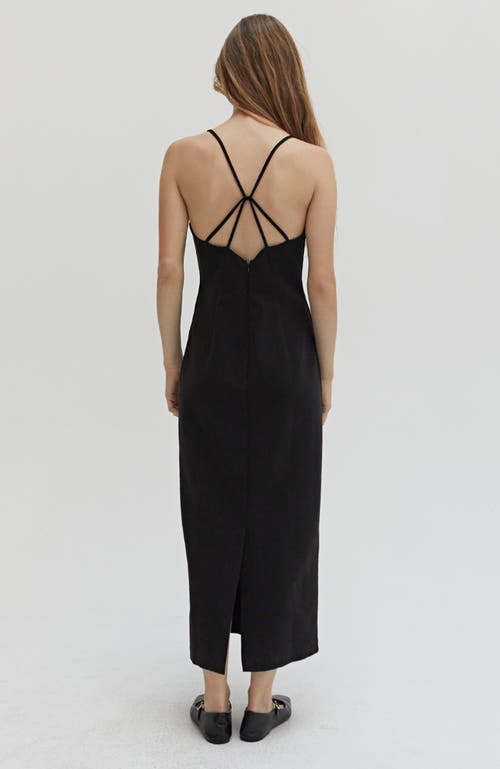 Crescent Delaney Crisscross Back Dress In Black In Black
