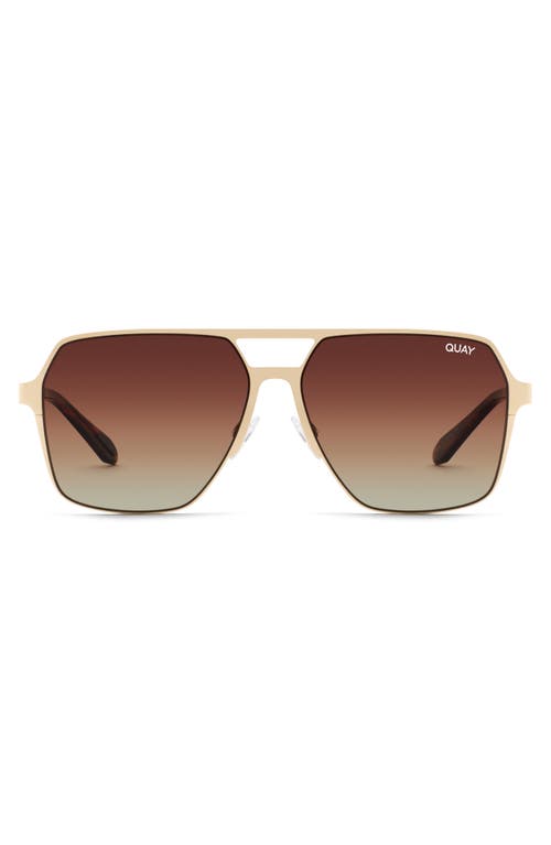 Quay Australia Backstage Pass 52mm Aviator Sunglasses in Gold/Brown Polarized