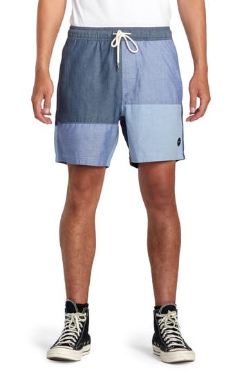 Shop Rvca Patchwork Shorts In Blue