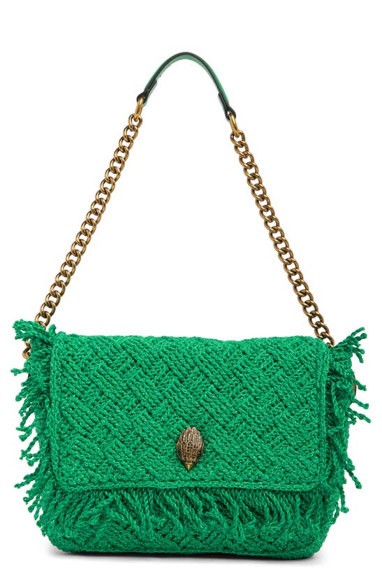 Kurt Geiger Small Crochet Kensington Shoulder Bag In Green