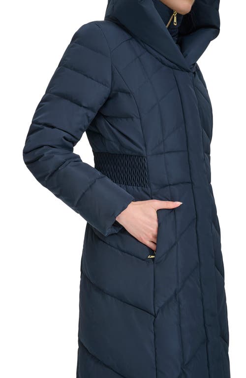 Cole Haan Signature Taffeta Puffer Coat With Quilted Zip Bib In Navy