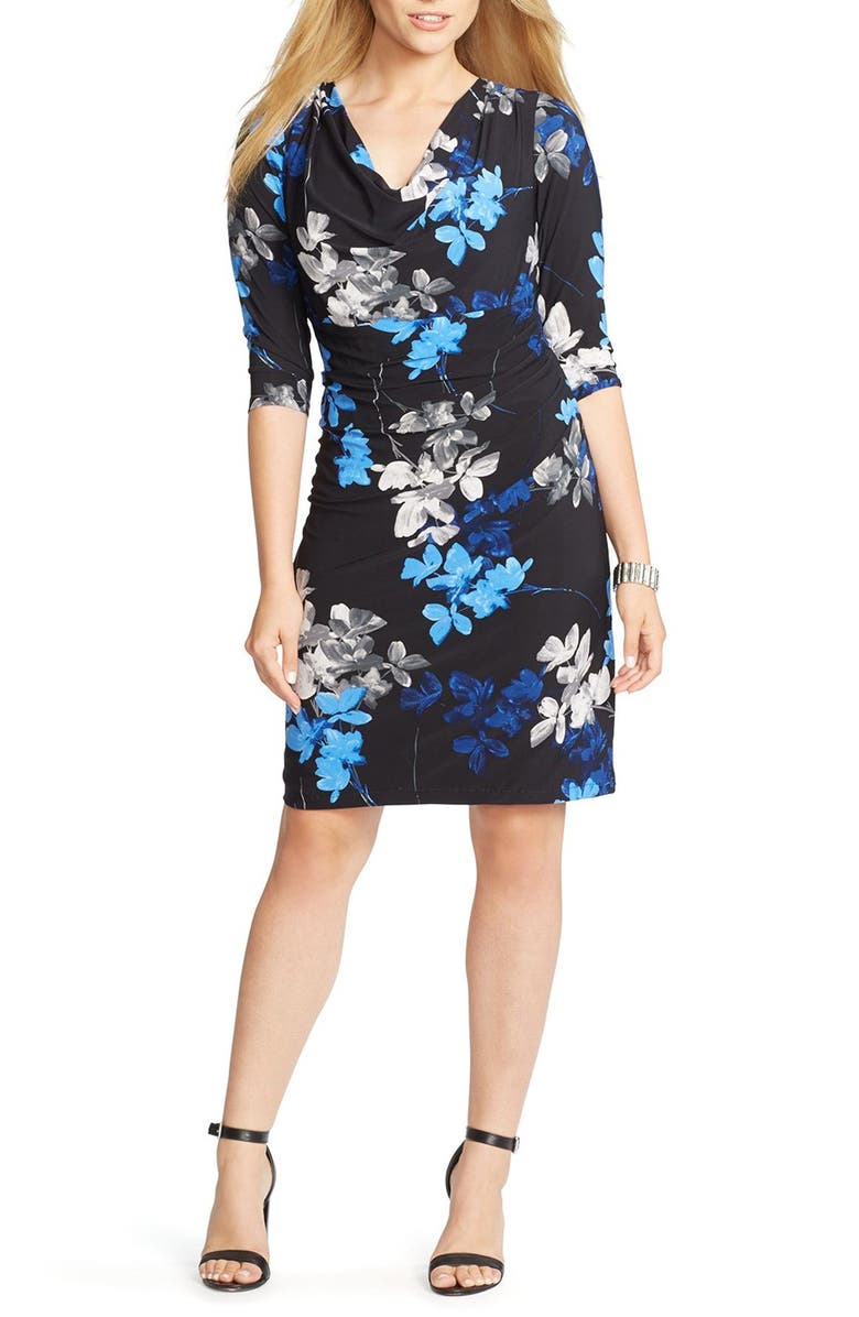 Lauren Ralph Lauren Cowl Neck Floral Matte Jersey Dress (Plus Size ...