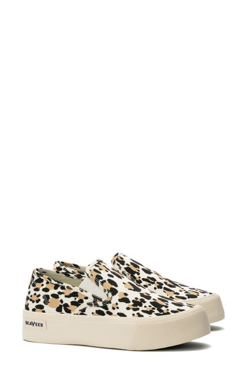 SeaVees Baja Platform Slip-On Sneaker in White Leopard