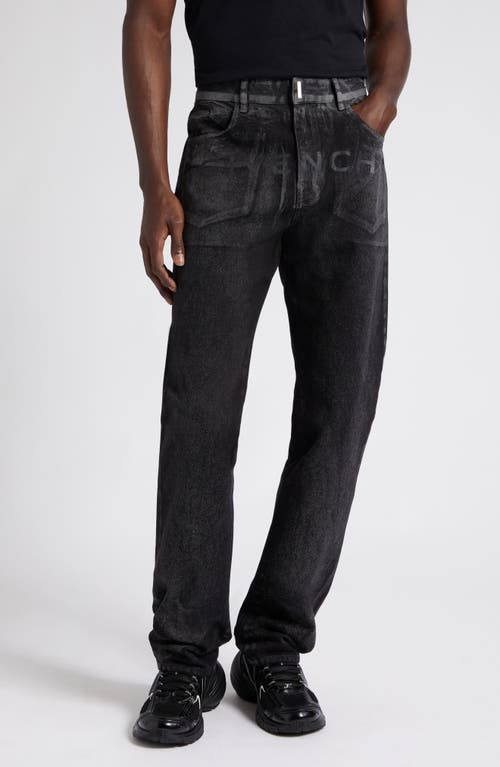 Givenchy Painted Denim Straight Leg Jeans in 002-Black/Grey